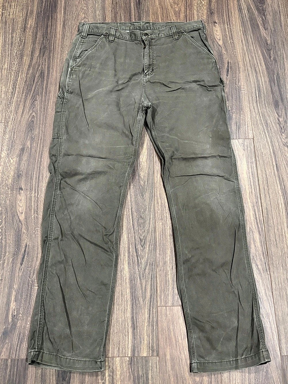 Carhartt B11 Washed Duck Work Dungaree Cargo Pants in Green